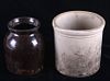Early 1900's Pair of Glazed Stoneware Pottery Jars