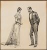Charles Dana Gibson, Am. 1867-1944, Courtship, Ink on paper, framed under glass