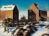 After Andrew Winter, Am. 1893-1958, Home Again, Oil on canvas board, framed