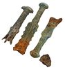 Three Bronze Ancient Sword Handles Remnants