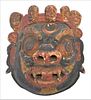 Tibetan Large Wood Polychrome Mask