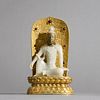 Carved Chinese White Jade Seated Guanyin Statue, Qing Dynasty