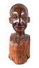 Folk Art Carved Hardwood Bust, African American