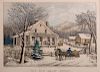 Currier & Ives "The Old Farm House" Litho