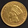 1874 GOLD $3 PRINCESS  BU  LIGHT OLD CLEANING