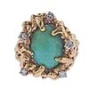 1970s 14k Gold Diamond Turquoise Ring