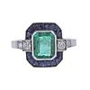 1.18ct Emerald Sapphire Diamond Platinum Ring