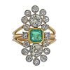 Continental 18k Gold Platinum Diamond Emerald Ring