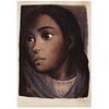 CELIA CALDERÓN (Ciudad de México, 1921 - Ciudad de México, 1969) Retrato de niña Sin firma Litog...
