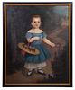 EARLY 19TH C. NEW ENGLAND NAIVE PORTRAIT OF A YOUNG GIRL