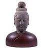 6TH C. CHINESE CARVED STONE HEAD ON CUSTOM WOODEN BASE