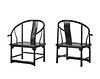 Pair Low Chinese Horseshoe-back Chairs