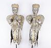 Pair Large Silver Indian Winged Figures