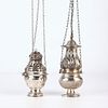 2 19th c. Silver Incense Burners Thuribles