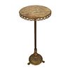 Marbletop Brass and Bronze Pedestal Side Table