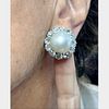 French 18K & Platinum South Sea Pearl and Diamond Earrings