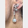 18K White Gold South Sea Pearl and Diamond Earrings