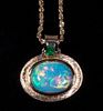 OPAL AND EMERALD PENDANT AND CHAIN