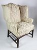 Hancock & Moore Damask Upholstered Wing Chair