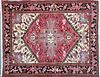 Vintage Hand Knotted Wool Heriz Carpet with Center Medallion