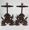 Pair of Cast Iron Dolphin and Anchor Andirons, circa 1920s
