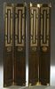 Pair of Oriental Style Brass and Black Lacquer Folding Double Closet Doors, 20th c., with brass mounted edges and upper mesh panels, over brass foldin