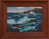 Charles Faunce (Maine), "Coastal Scene," early 20th c., oil on canvas board, signed lower left, presented in a wood frame, H.- 10 1/4 in., W.- 13 3/8 