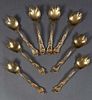 Set of Eight Gilt Washed Sterling Oyster Forks, 20th c., by Reed & Barton, in the "Nectarine" pattern, Wt.- 7.8 Troy Oz. Provenance: Property from a G