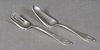 Two Kalo Sterling Silver Serving Pieces, early 20th c., consisting of a hand hammered silver serving fork, H.- 8 3/8 in., and a pie server H.-8 7/8 in
