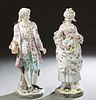 Pair of Large German Style Porcelain Figures, 20th c., of a man and a lady in 18th c., dress, on integral circular bases, marked M-660 on the undersid
