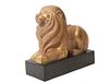 Gilt wood Carved Lion American 20th Century Gilt wood carved statue perched on a wood base. Art Deco style.
Approx. 21"L x 9"W x 19"H American Deco