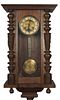 19th century regulator wall clock Late 19th century Vienna regulator hanging wall clock with chime, the rectangular formed clock with a clear fenestra