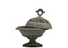 Neo classical style Incense burner Cast iron incense burner with lid. 
Approx 10"H