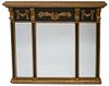 English regency style Mirror English regency style carved and gilt wood over mantle beveled mirror 
Approx 59" x 39"