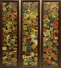 Three Vintage Framed Decoupage Hotel Luggage Label Decorated Screen Panels