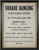 Forager House Antique Poster "Bennett Hall Square Dancing," circa 1936