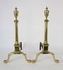 Pair of Brass Chippendale Style Urn Top Andirons