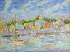 George Thomas Pastel on Paper "Summer Day Easy Street Boat Basin Nantucket"