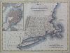 Antique Map of the States Massachusetts, Connecticut and Rhode Island