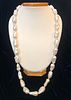 White Baroque Freshwater Pearl Necklace, 14k White Gold and Diamond Clasp