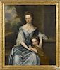 Manner of Michael Dahl (English 1656/59-1743), oil on canvas portrait of a mother and child