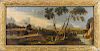 English oil on panel overmantel landscape, ca. 1800, 24'' x 50''.