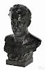 After Auguste Rodin, patinated bronze bust, signed on base and inscribed by the foundry