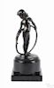 Patinated bronze girl with a hoop, 20th c., monogrammed on base, 7 1/4'' h.