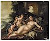School of Dirck De Vries (Italian, active 1587-1617), oil on canvas of a nude with cherubs