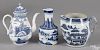 Chinese export porcelain Canton cider pitcher, 19th c., 6 3/4'' h., together with a mallet pitcher