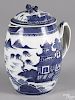 Chinese export blue and white Nanking cider jug, 19th c., 9 3/4'' h.