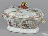 Chinese export porcelain tureen, 19th c., decorated with figures in leisurely pursuits, 8 1/2'' h.