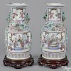 Pair of Chinese export famille rose porcelain vases, 19th c., 14'' h.