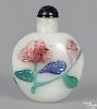 Chinese snuff bottle with a four-color flower, cut to white, 2 3/8'' h.